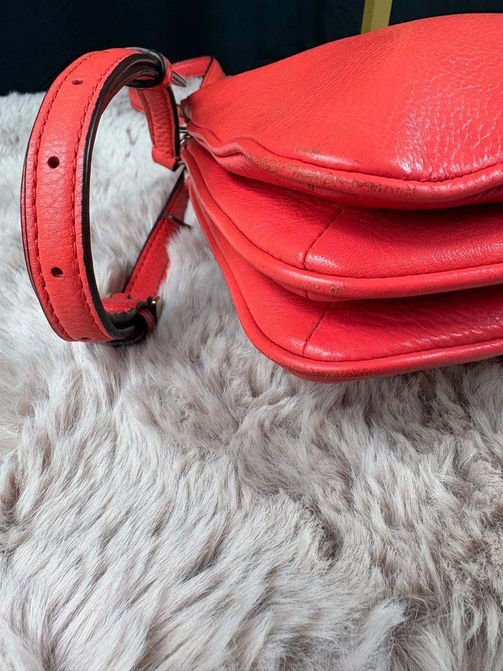 Kate Spade New York Jackson Street Harlyn Coral Red Leather Crossbody